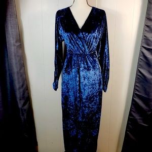 THE FIFTH LABEL Blue Velvet Cosmology Faux Wrap Maxi Dress NWT Size Small